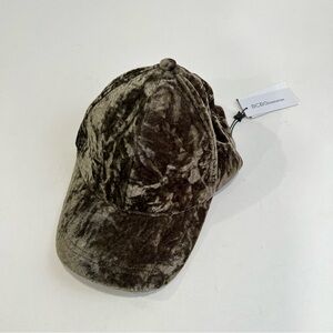 BCBGeneration Dusty Olive Crushed Velvet Cap Hat - New With Tag - Reemoly